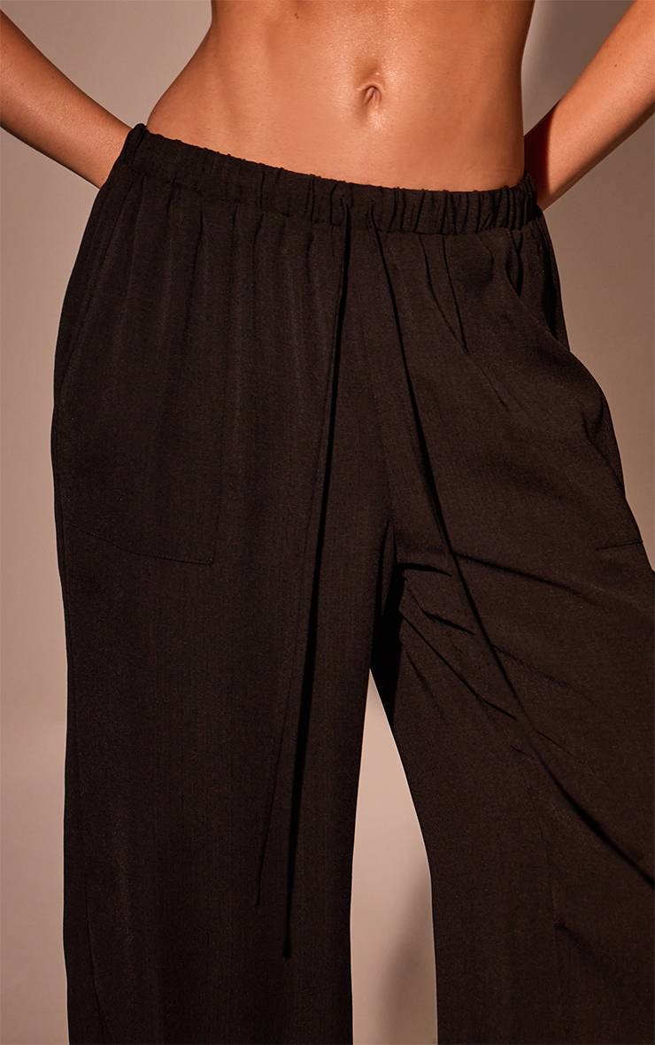 Deep Black Pantalon De Plage À Cordon Effet Lin