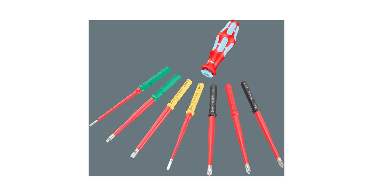 WeraKraftform Kompakt VDE RVS 17 extra slim 1 Tool Finder, 17‑delig schroevendraaier  (Rood/blauw)