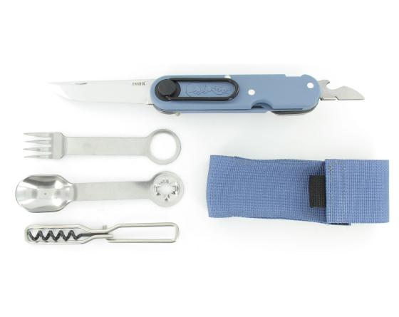 Tatou - 4 pièces + Tire-Bouchon - Manche Bleu - pochette Bleu Couteau Ethique par Tatou