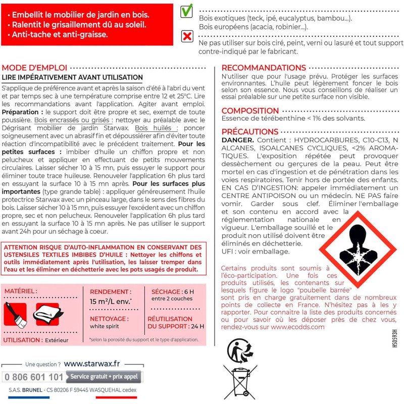 Huile protectrice - teck, bois exotique - incolore - 2 L