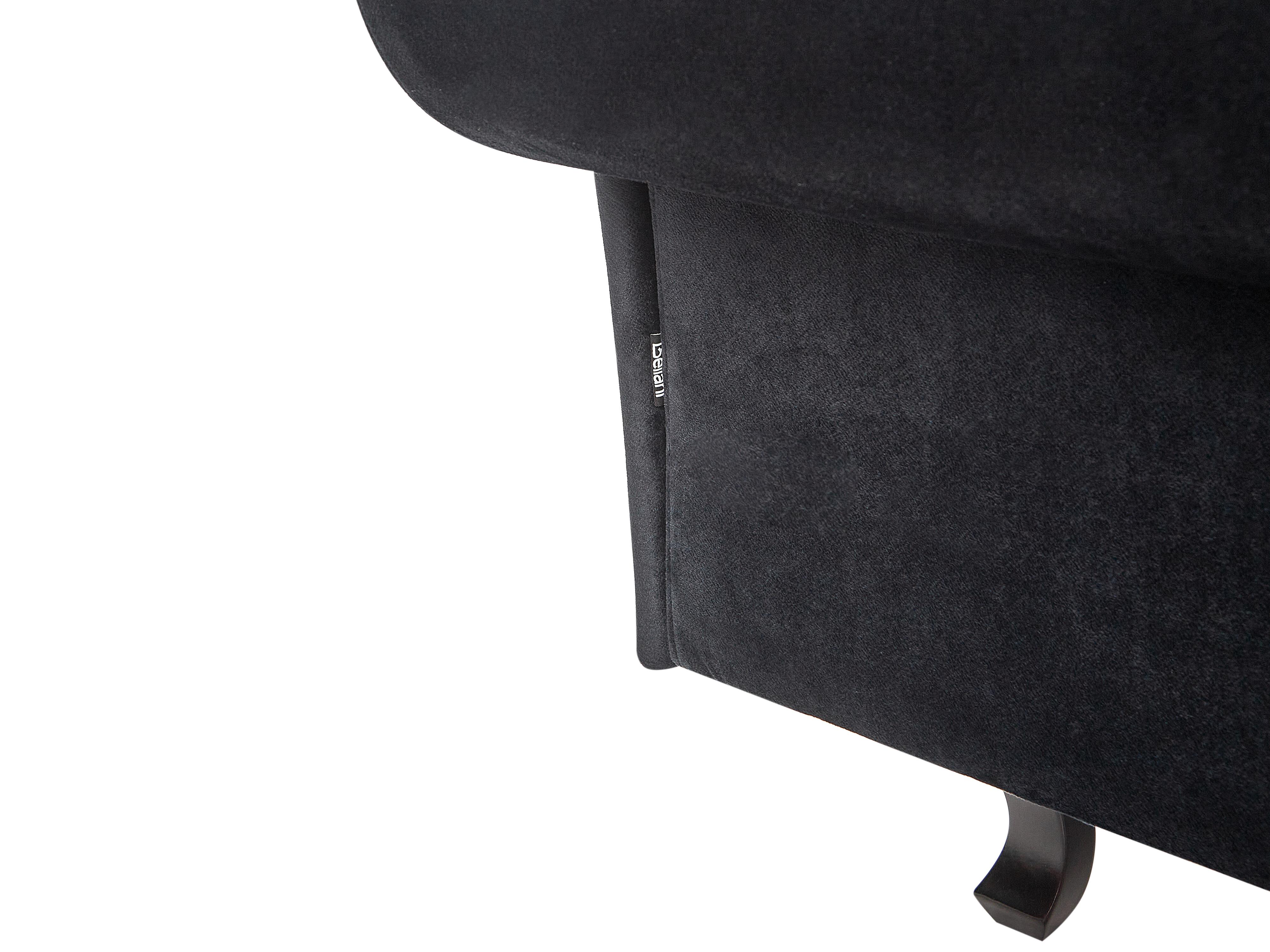 Linkszijdige chaise longue LATTES II Fluweel Zwart met kussen