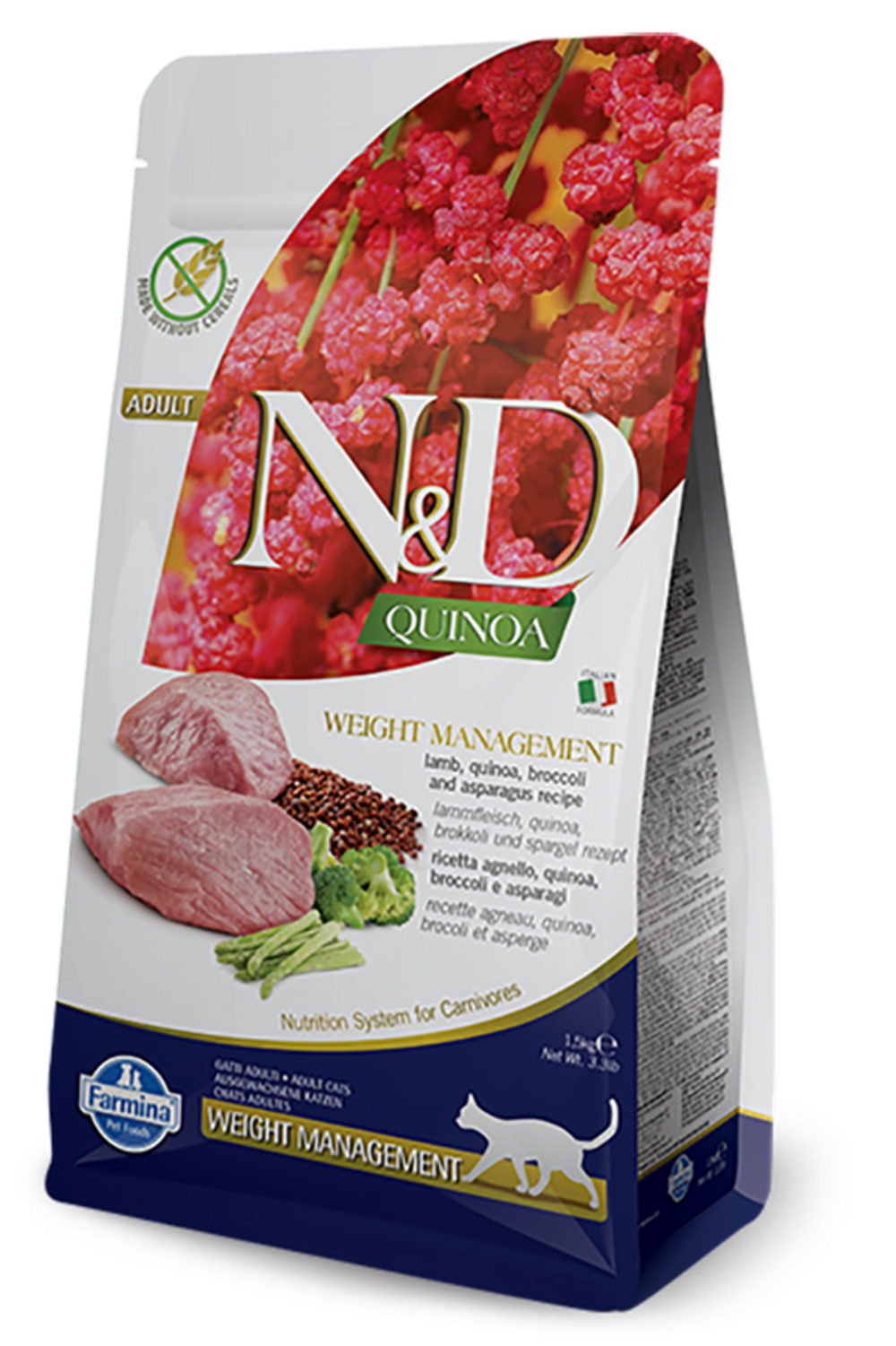 Croquettes n&d quinoa weight management agneau & brocoli chat 1,5 kg
