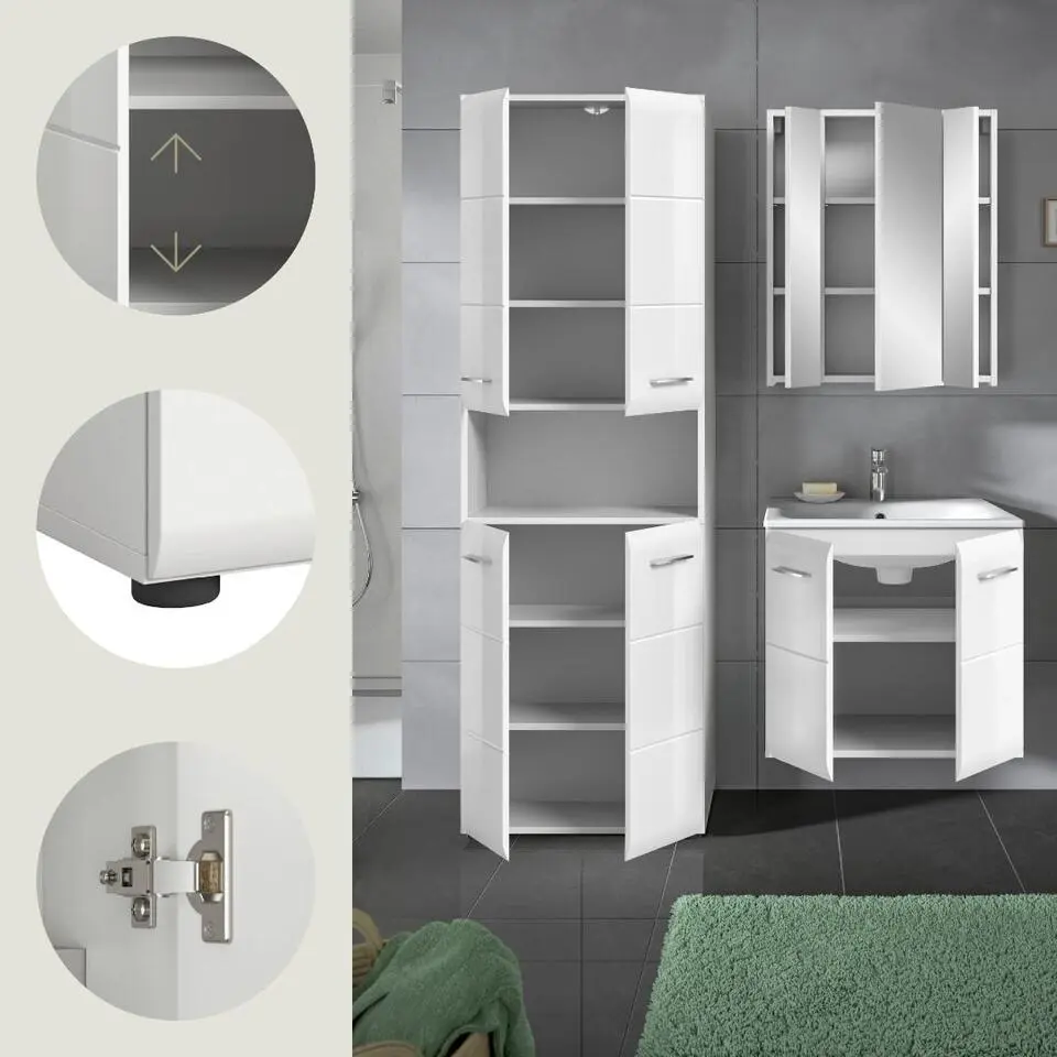 Hioshop Ice badkamer I61 wit hoogglans- wit