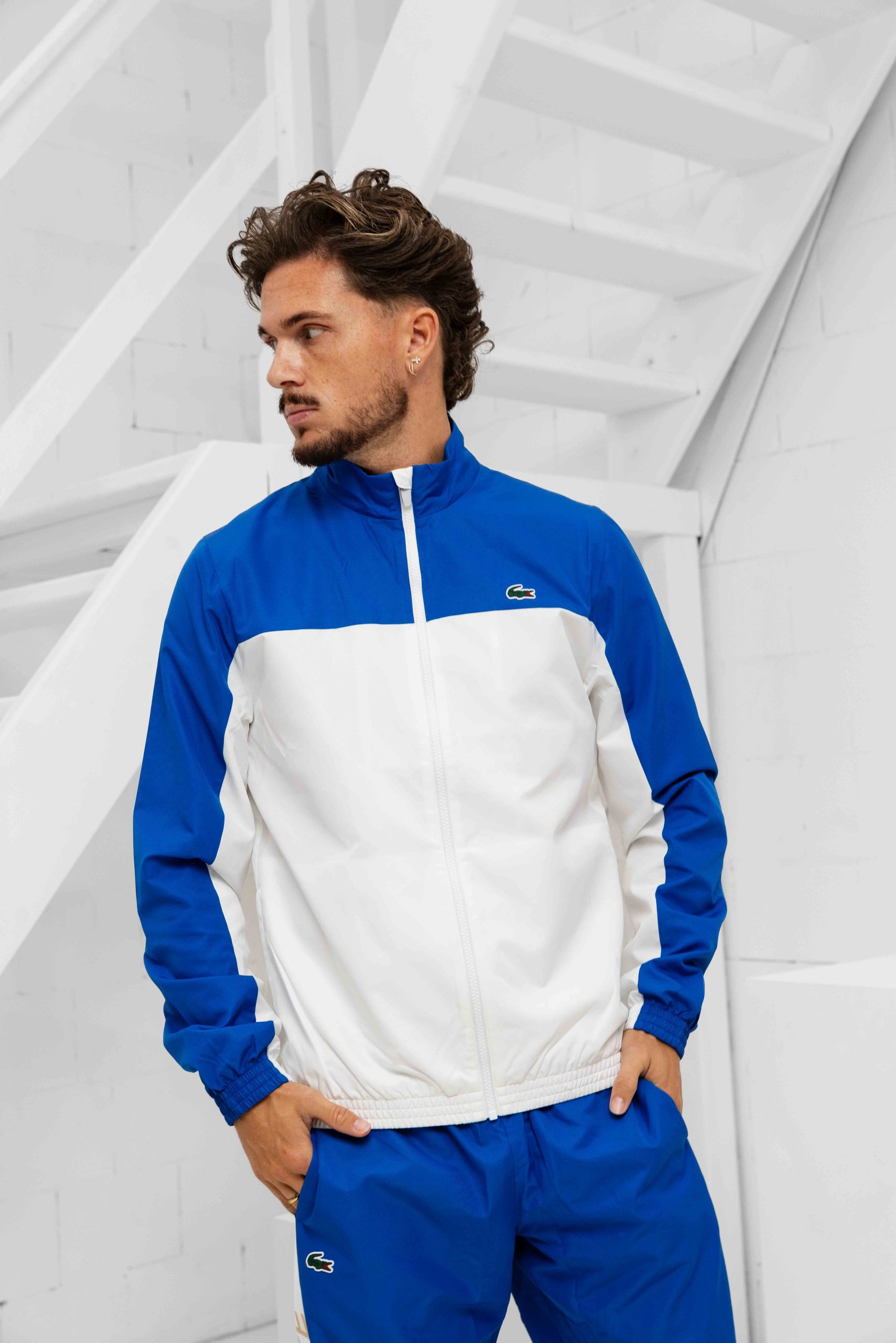 Lacoste Sport Print Trainingspak Heren Wit/Blauw
