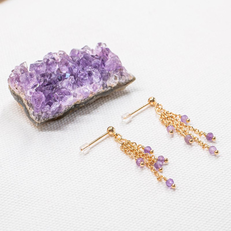 Boucles d'oreilles Bianca en pierres Améthyste