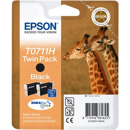 Epson T0711 Pack cartouche de 2 noires pour imprimante jet d'encre