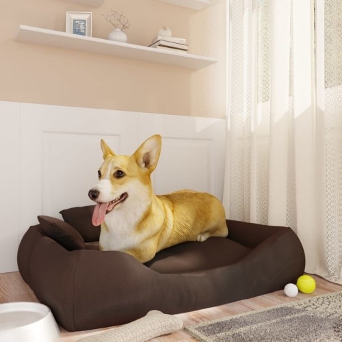 Cama retangular acolchoada marrom para animais de estimação Vidaxl
