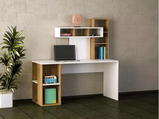 Bureau CORAL blanc noyer