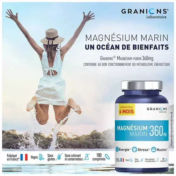 Granions Magnésio Marinho 360 mg Embalagem Ecológica 6 Meses 180 comprimidos