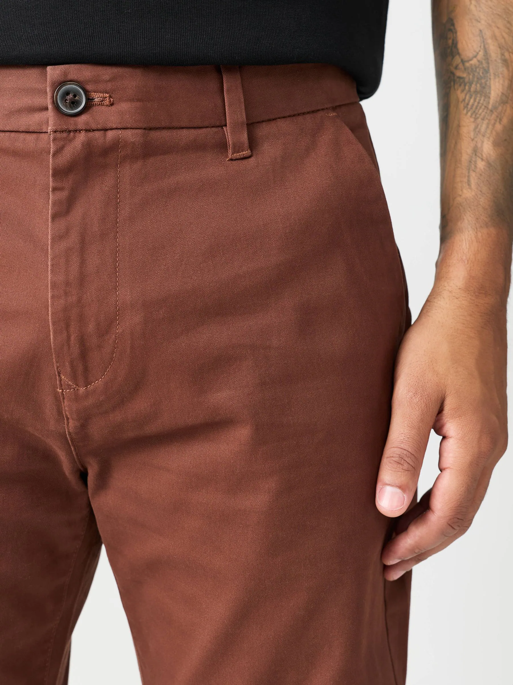 Roestbruin - Slim Fit - Stretchy chino