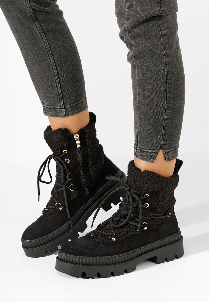 Bottines à lacets femme noirs Kataria