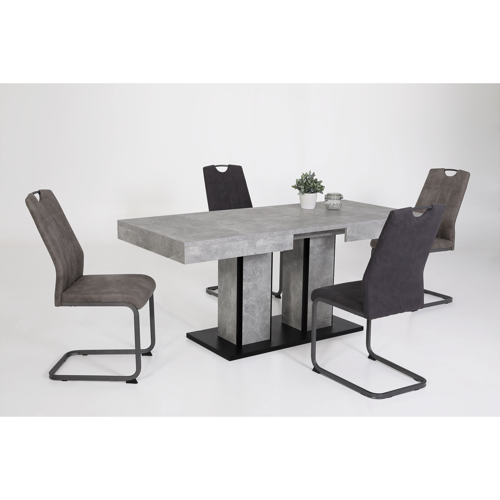 Esstisch - Betonoptik-anthrazit - ausziehbar bis 180 cm
