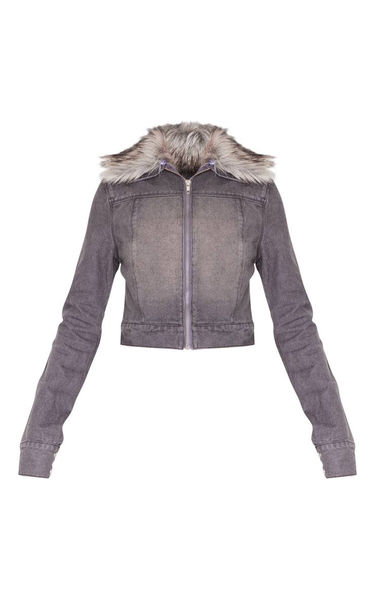 Veste En Jean Style Motard Avec Bordure En Synthétique