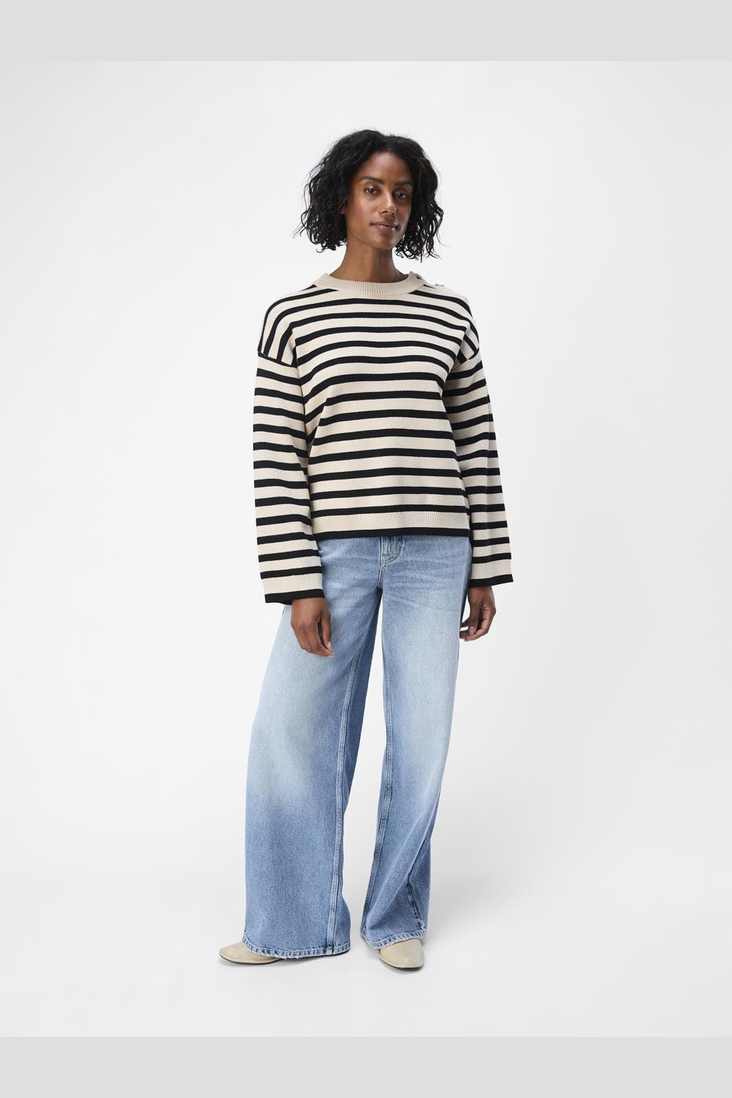 Object Objelly Lo Ls Knit Pullover 4535335 sandshell black