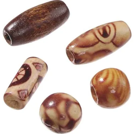 Knorr Prandell Holzperlen-Mix 0,8 - 1,5 cm braun-gemustert