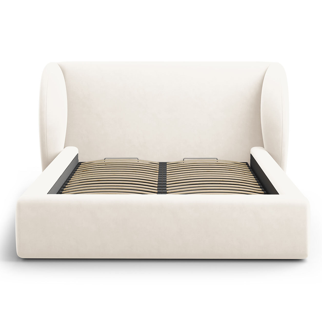Micadoni Lit Coffre en Velours avec Tête de Lit Miley beige clair - 230x247x100 cm