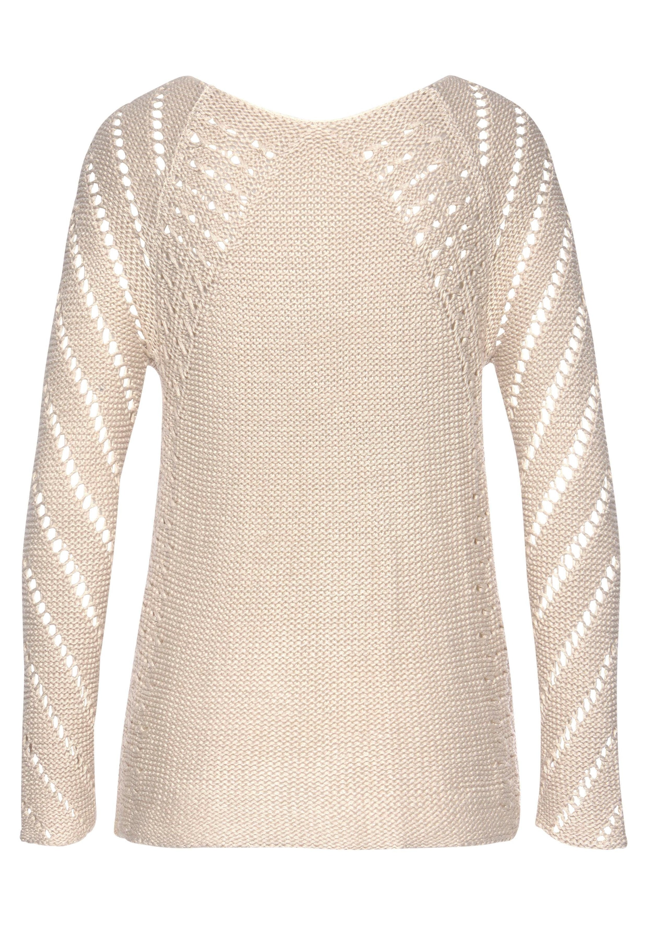 LASCANA Ajourpullover , mit tollem Lochstrickmuster, Strandpullover, leicht transparent
