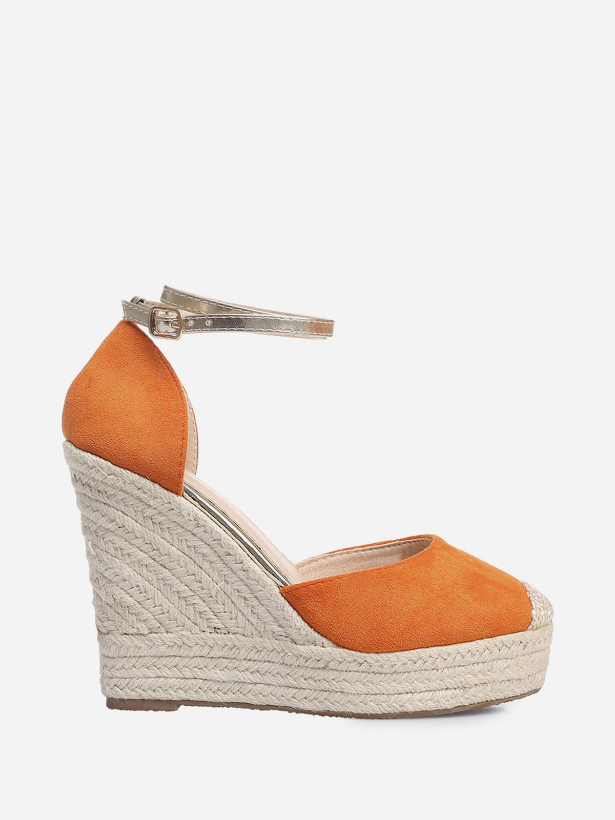 Espadrilles compensées avec bride- orange