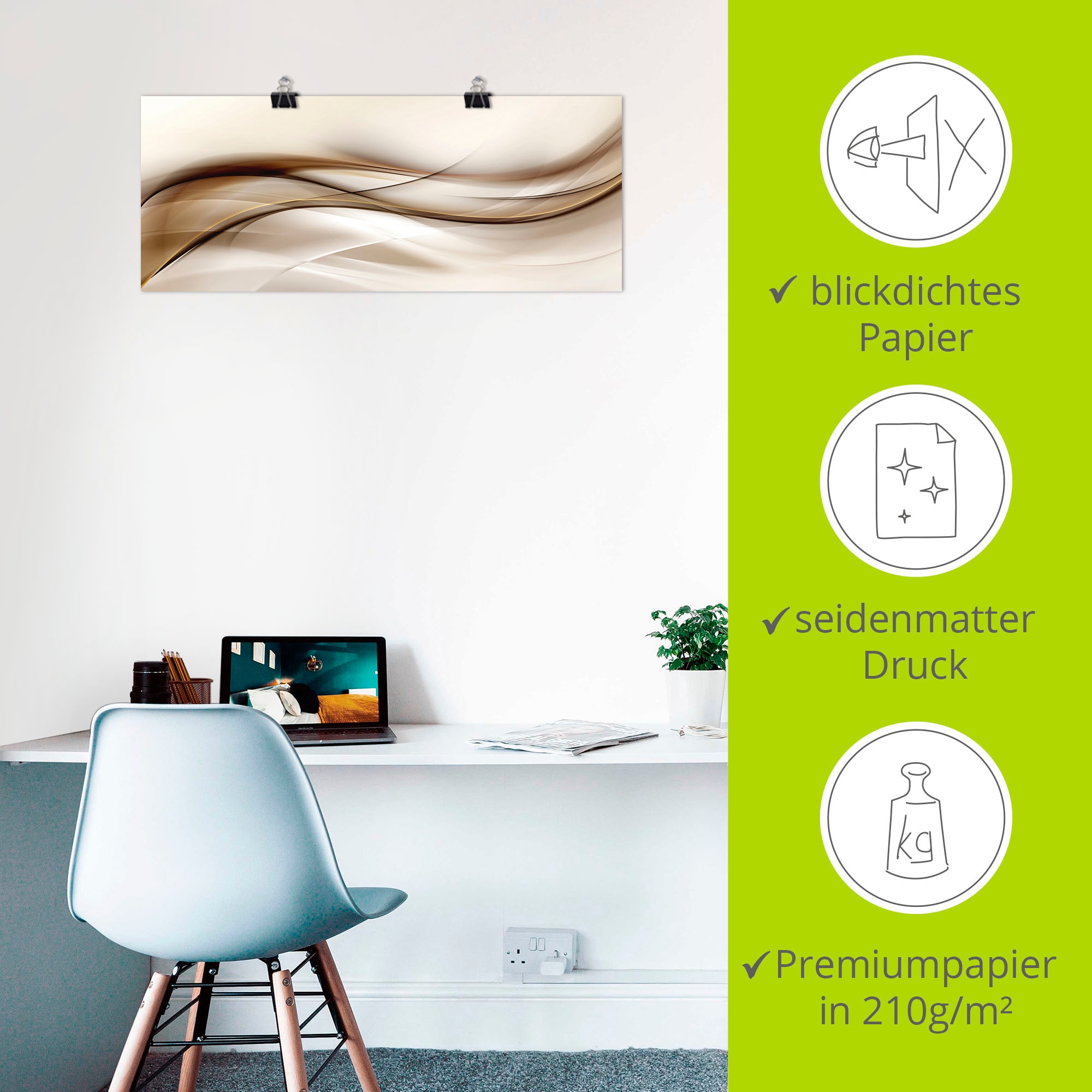Artland Wandbild »Braune abstrakte Welle« Muster 1 Stk. tlg. als Alubild, Outdoorbild, Leinwandbild, Poster, Wandaufkleber