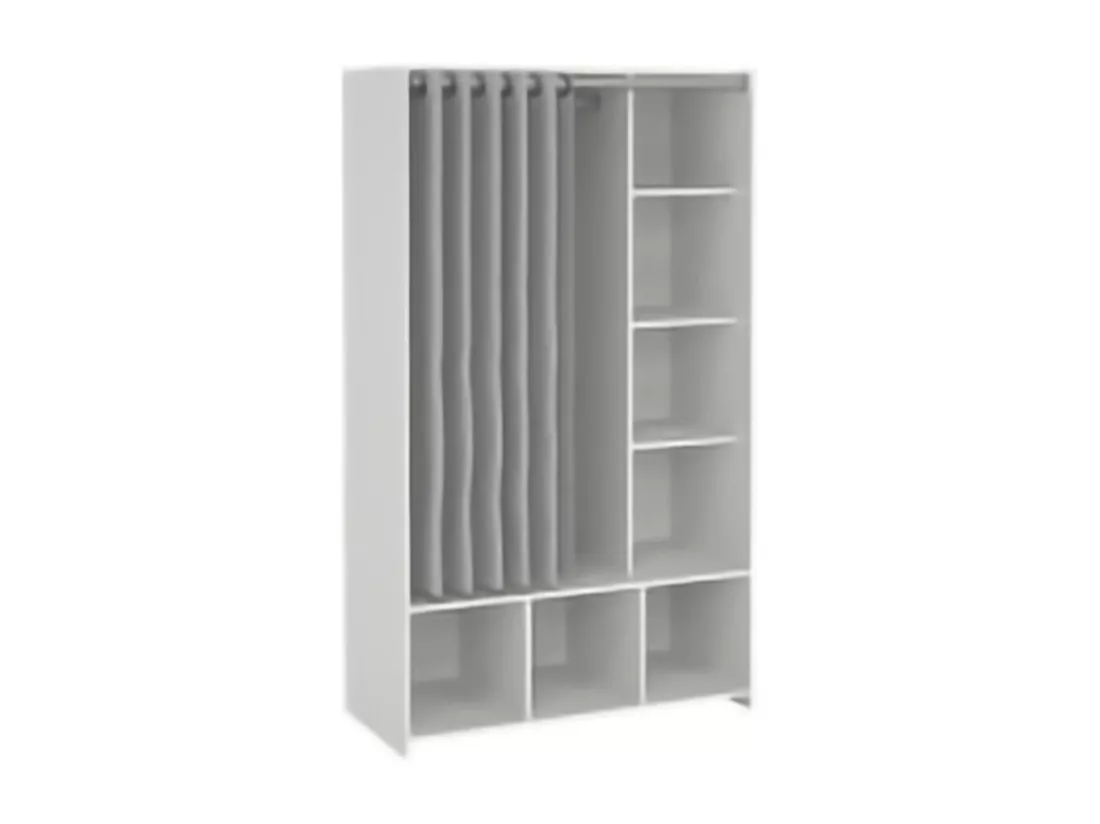 Grande Garde-robe Dseverin, Meubles de chambre, Penderie de plain-pied, Placard à vêtements, 105x48 h180 cm, Blanc et gris