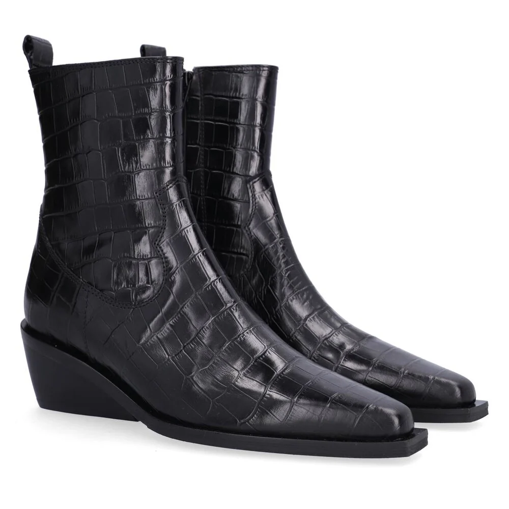 Billi Bi  A7320 Spids Støvle croco look - Black monterrey croco