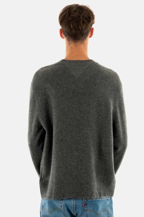 Pull hiver tommy jeans reg melange flag pub new charcoal melange