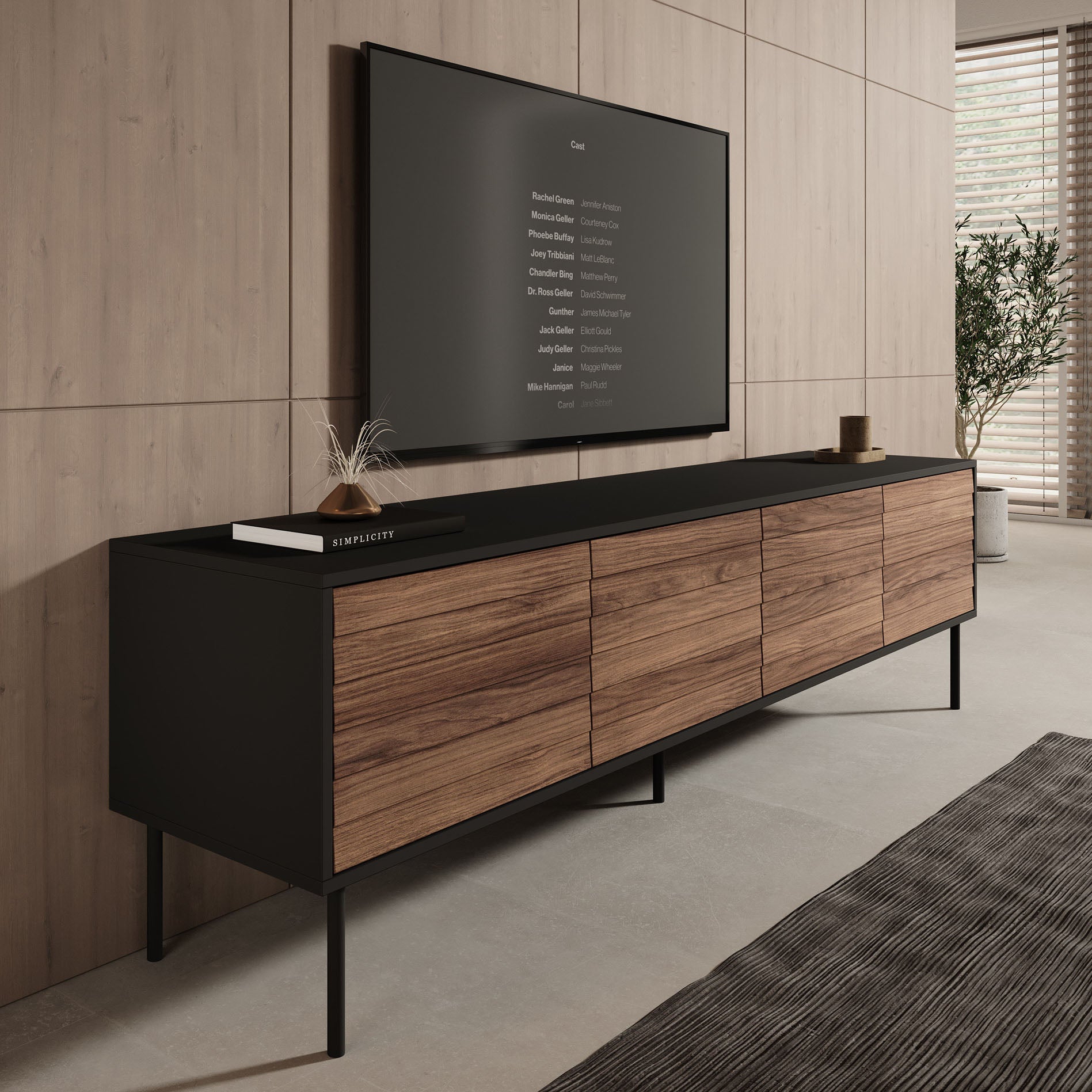 Cordoba - TV-Meubel met 4 deuren - Eiken - 200x40x55 cm