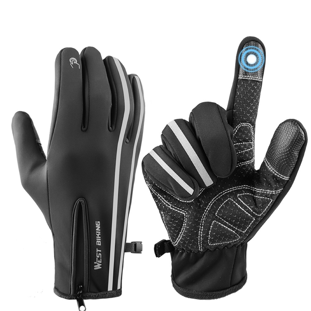 (1 Paar) Gr. L Wetterfeste Outdoor Thermal Touch Handschuhe - Schwarz