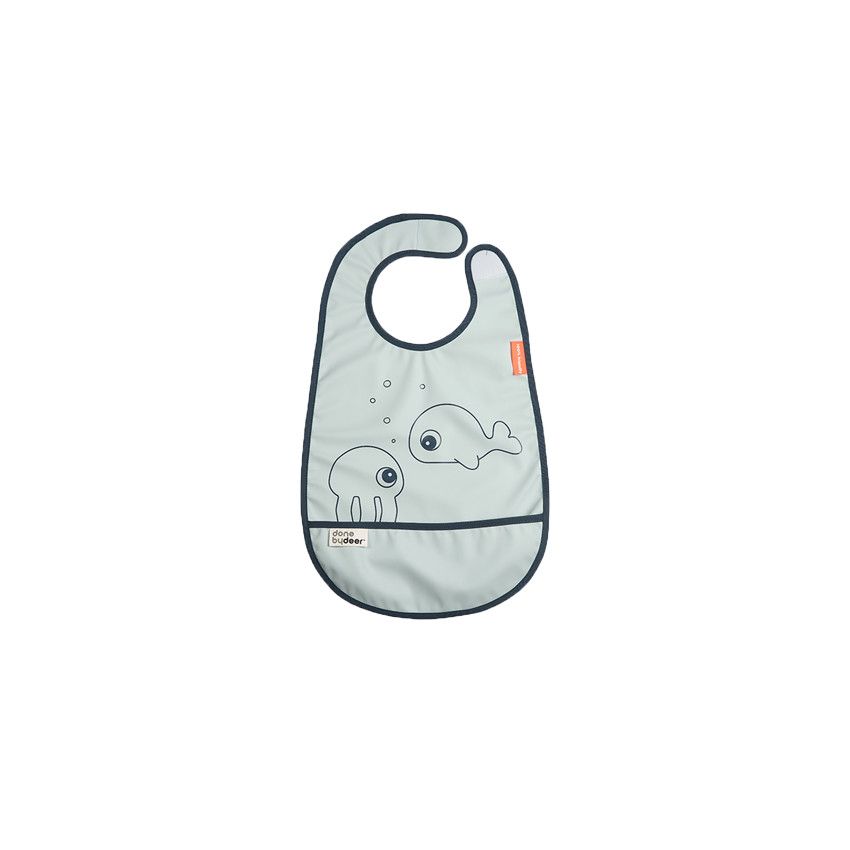 Bavoir imperméable Sea Friends - Bleu - Ecru