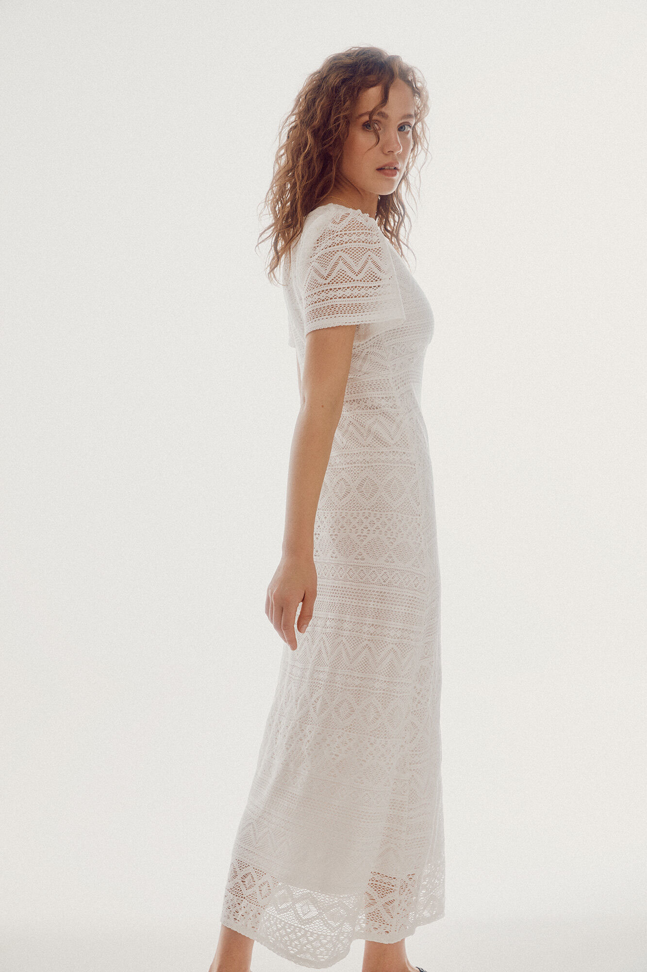 Vestido de crochê tricotado - Marfim