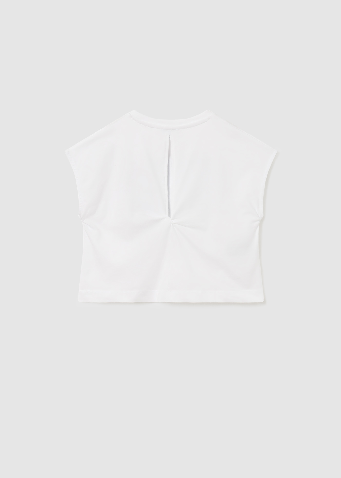 Camiseta feminina de manga curta em algodão sustentável com nó.