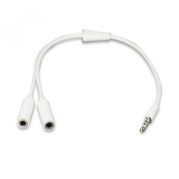 (28cm) Y-Splitter 2 x Stereo Aux 3.5mm Kupplung Verlängerungskabel -  Weiss