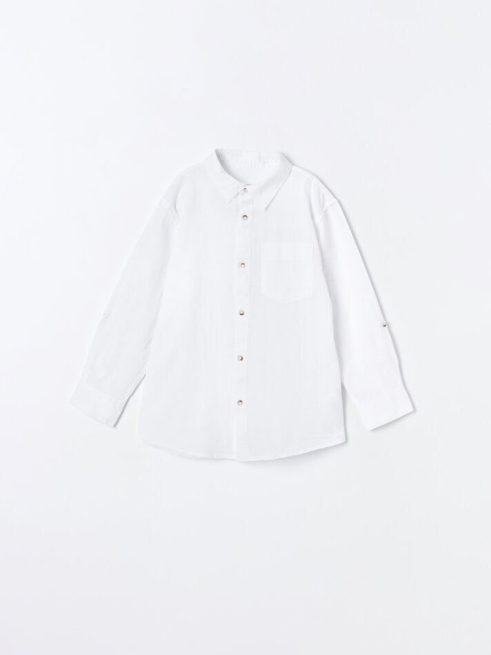 Camisa rústica de manga comprida - Branca