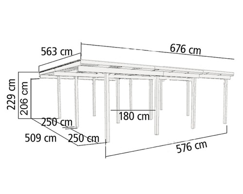 Dubbele carportset Karibu Eco 2 met geïntegreerde berging 3,7 m², 2 zijwanden en een achterwand 527x576 cm, drukgeïmpregneerd