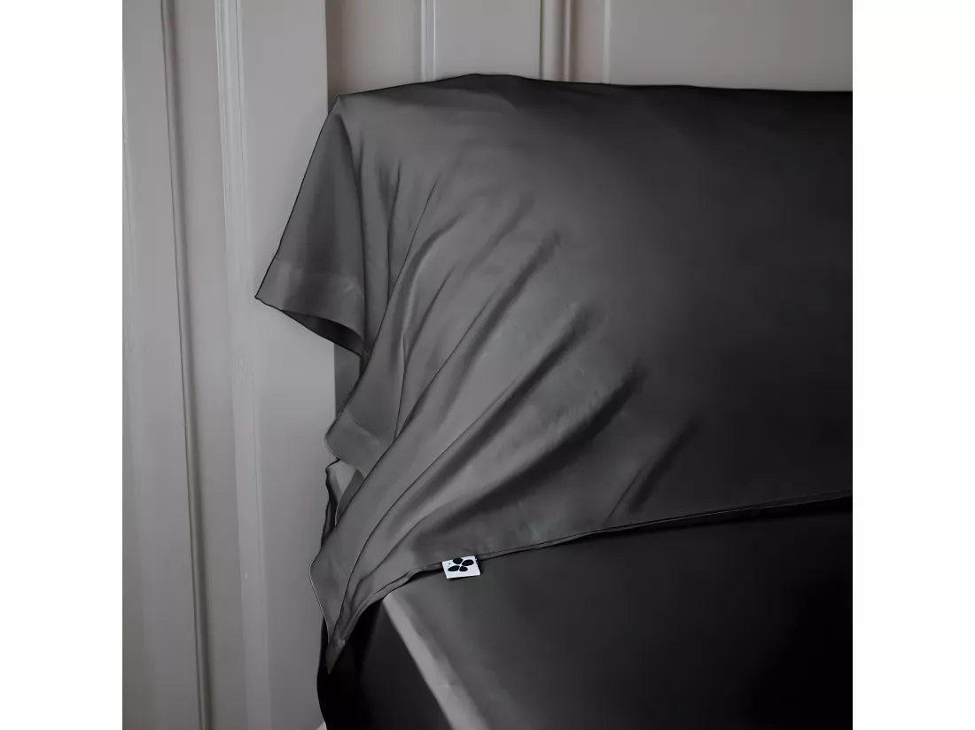 DALIA - Taie de Traversin 185x85cm 100 % Viscose de Bambou Noire
