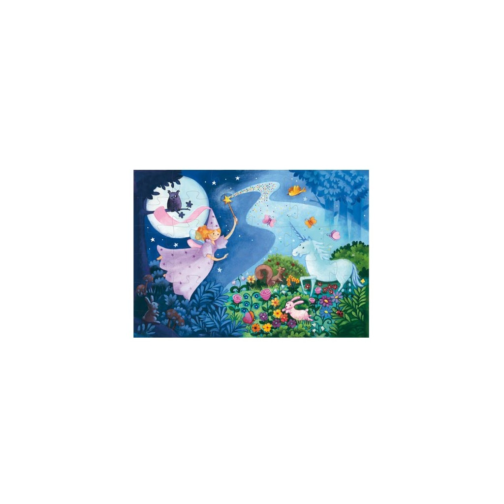 Puzzle silhouette - La fée et la licorne- 36 pièces
