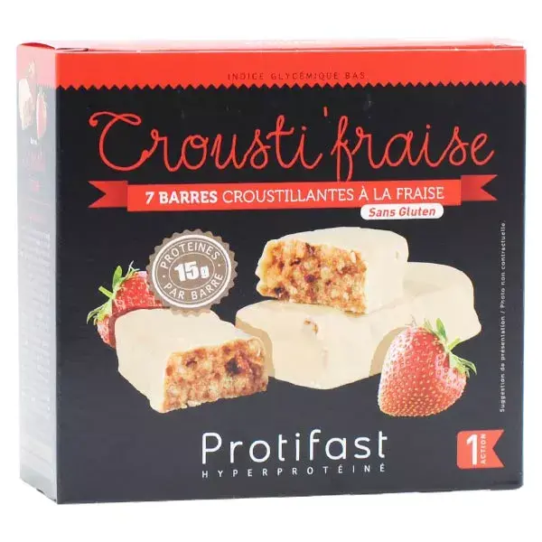 Protifast Lanche Crocante de Morango com Alto Teor de Proteína - 7 barras
