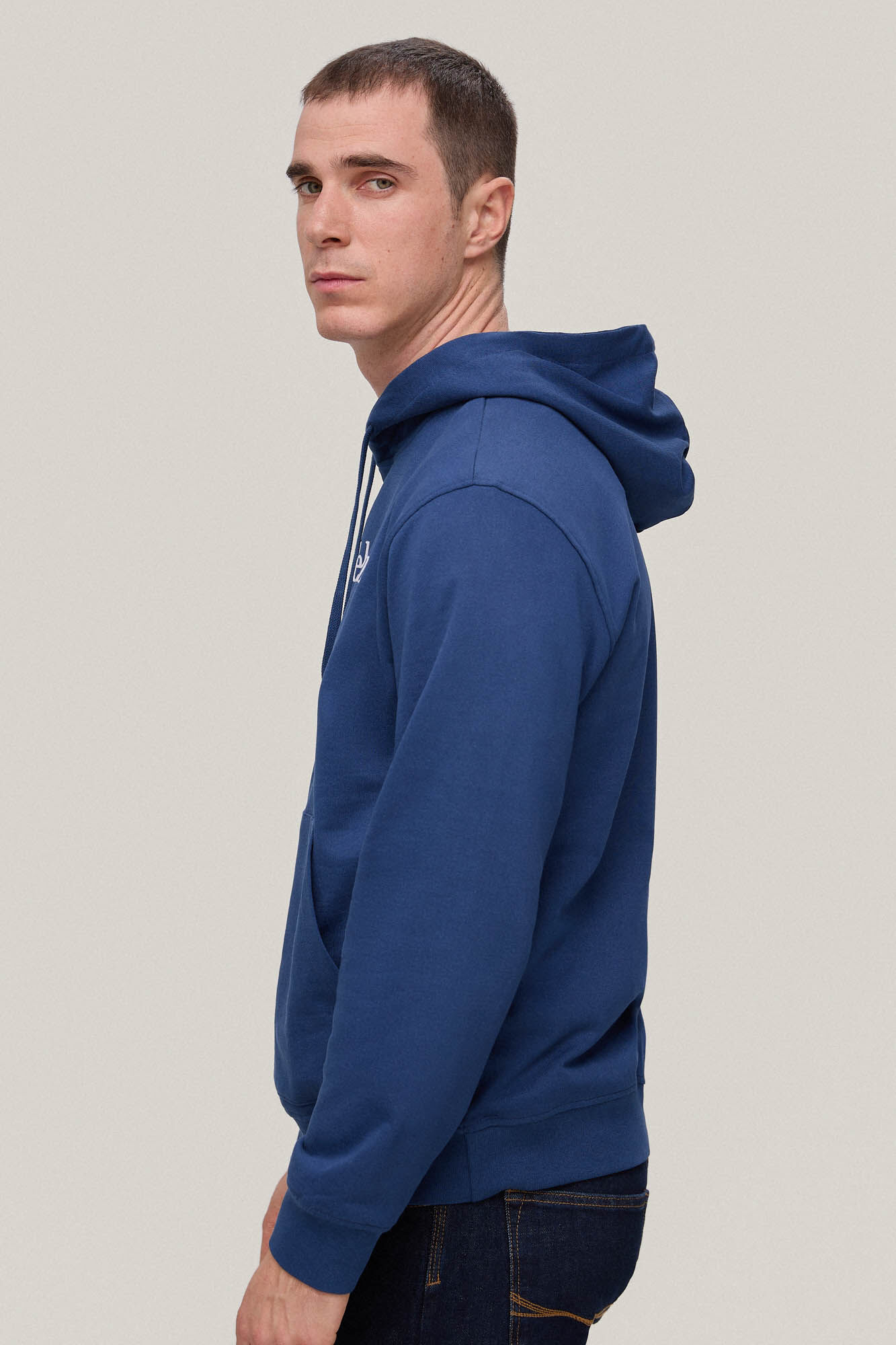 Moletom com Capuz e Logo - Azul
