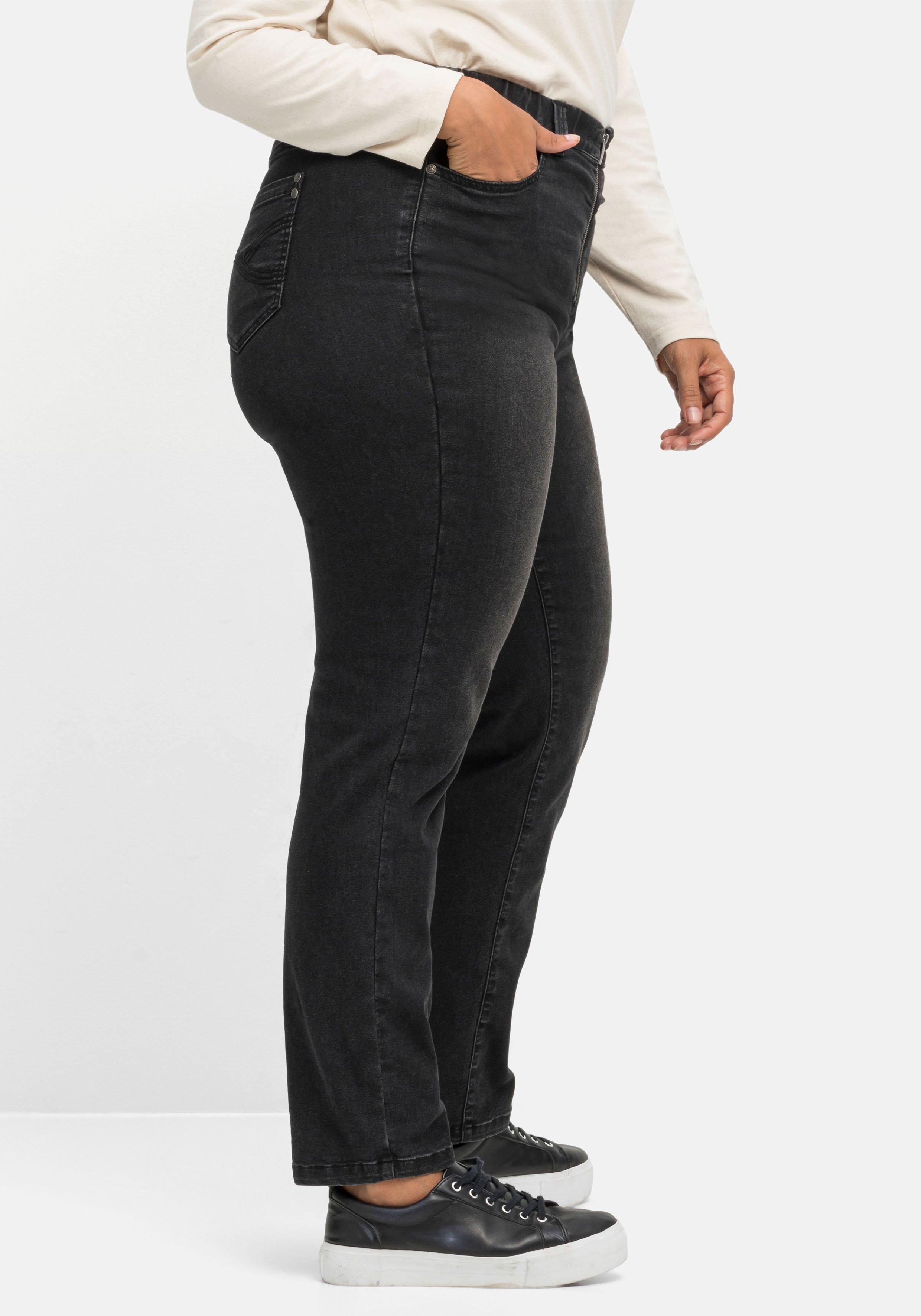 Skinny Jeans in Schlupfform mit Reißverschluss