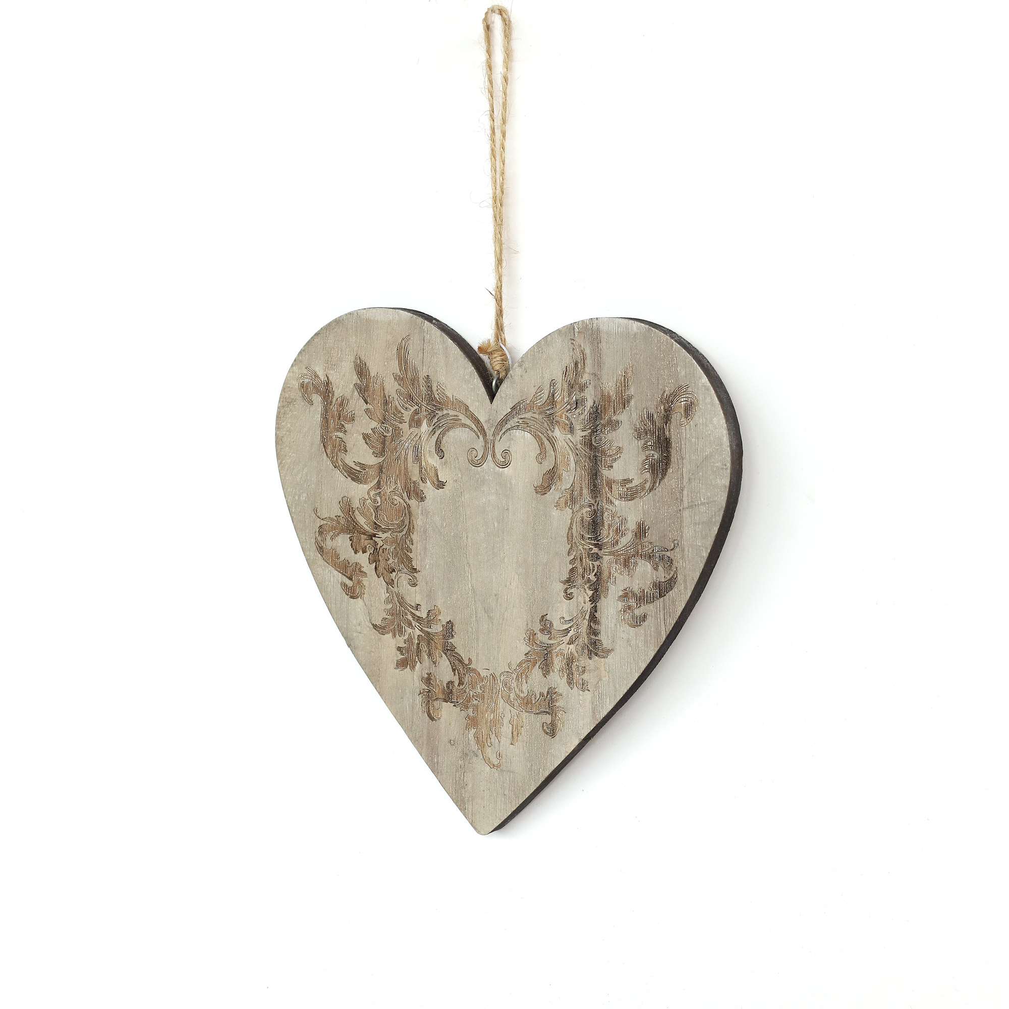 Holzherz 'Blumen', grau, H 20,5 cm, B 19,5 cm von fischer's lagerhaus