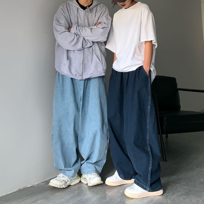 Fushet - Mid Rise Washed Baggy Jeans