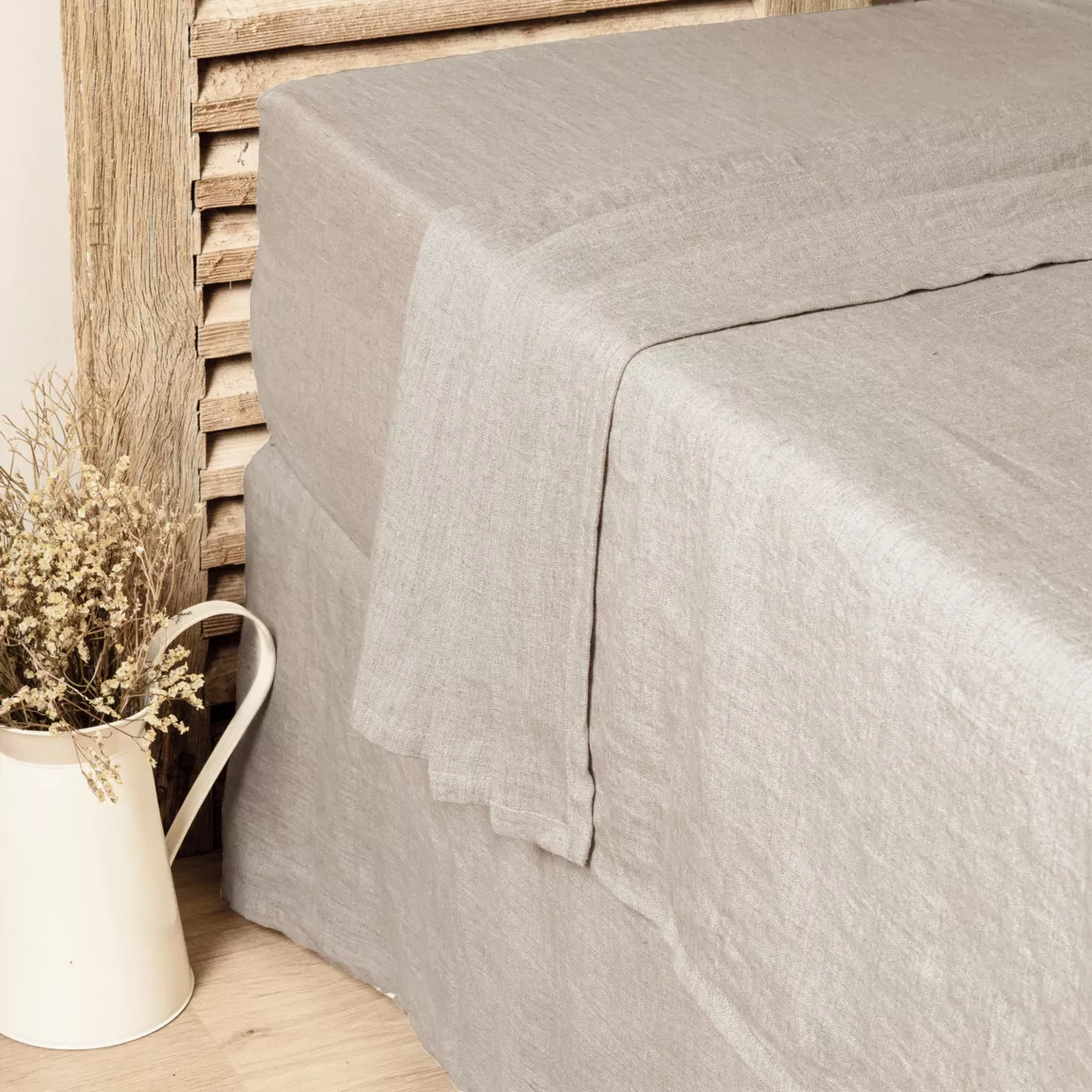 Drap plat lin lavé (240 x 300 cm) Louise Beige