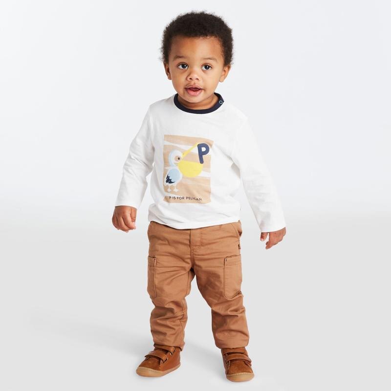 Pantalon toile chevrons multipoches marron bébé garçon Marron
