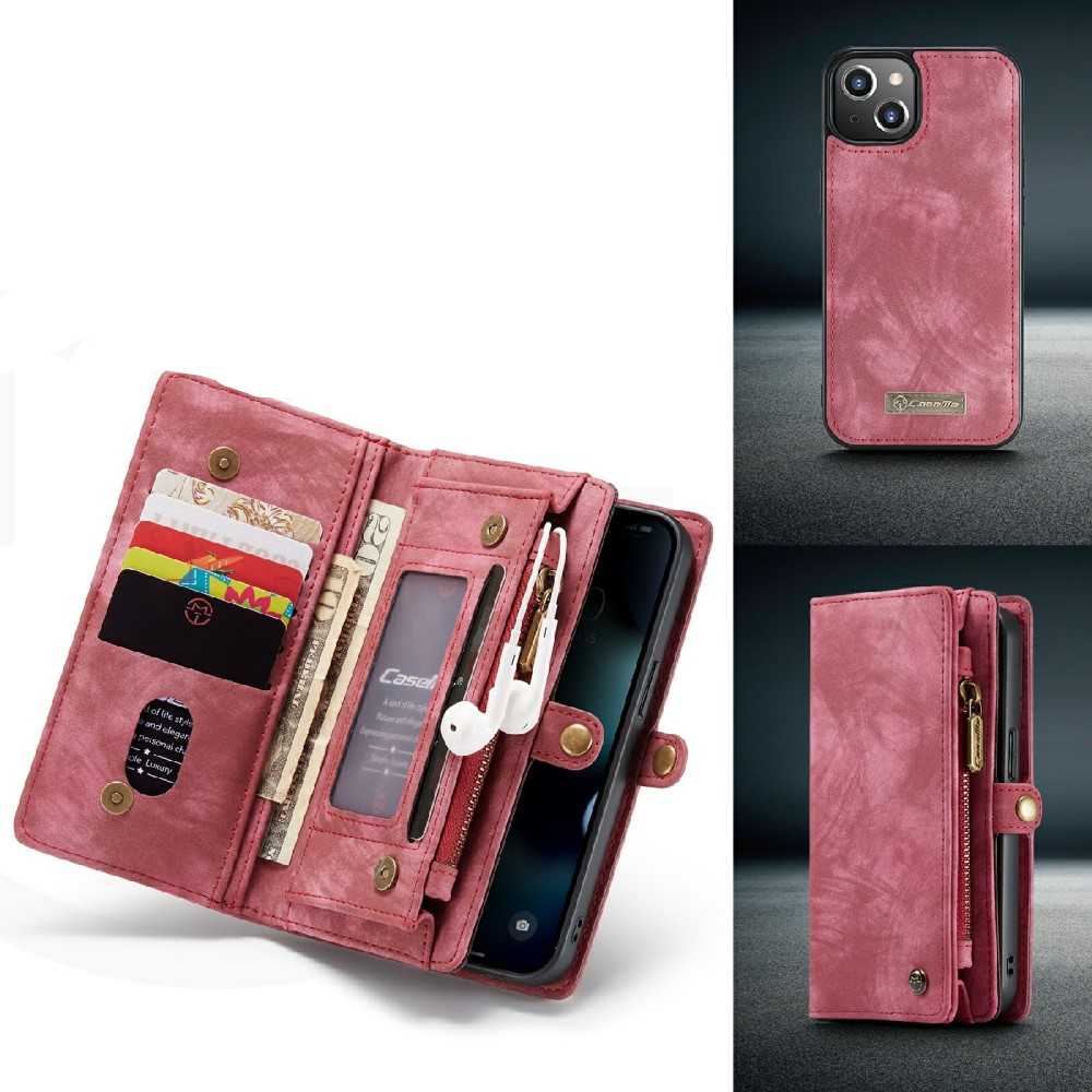 iPhone 13 2in1 Leder Tasche   Magnet Hardcase Karten Etui - Rot
