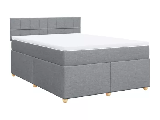 Sommier à lattes de lit avec matelas Gris clair 160x200cm Tissu