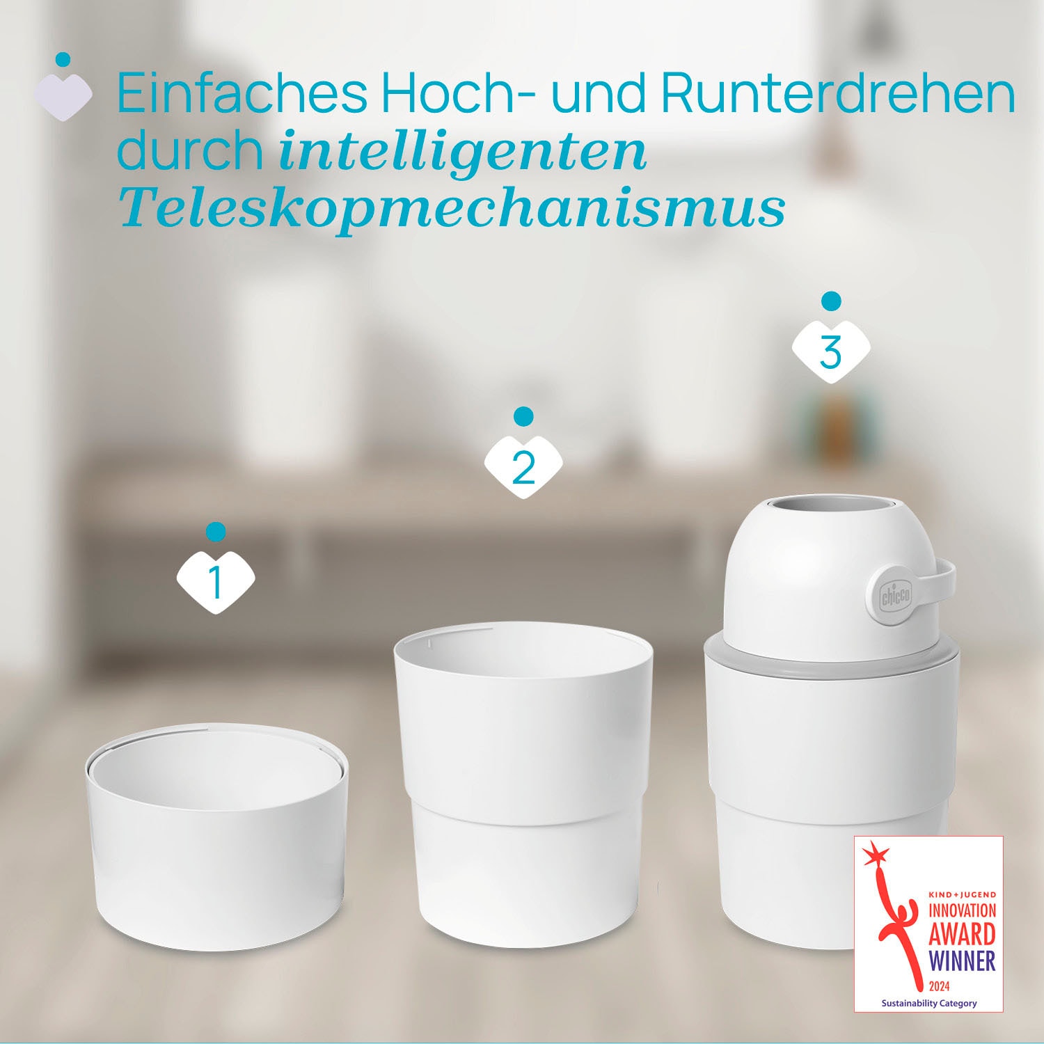 Chicco Windeleimer »Odour Off« inkl. 1 Pack Müllbeutel Odouzr off; teilweise aus recyceltem Material