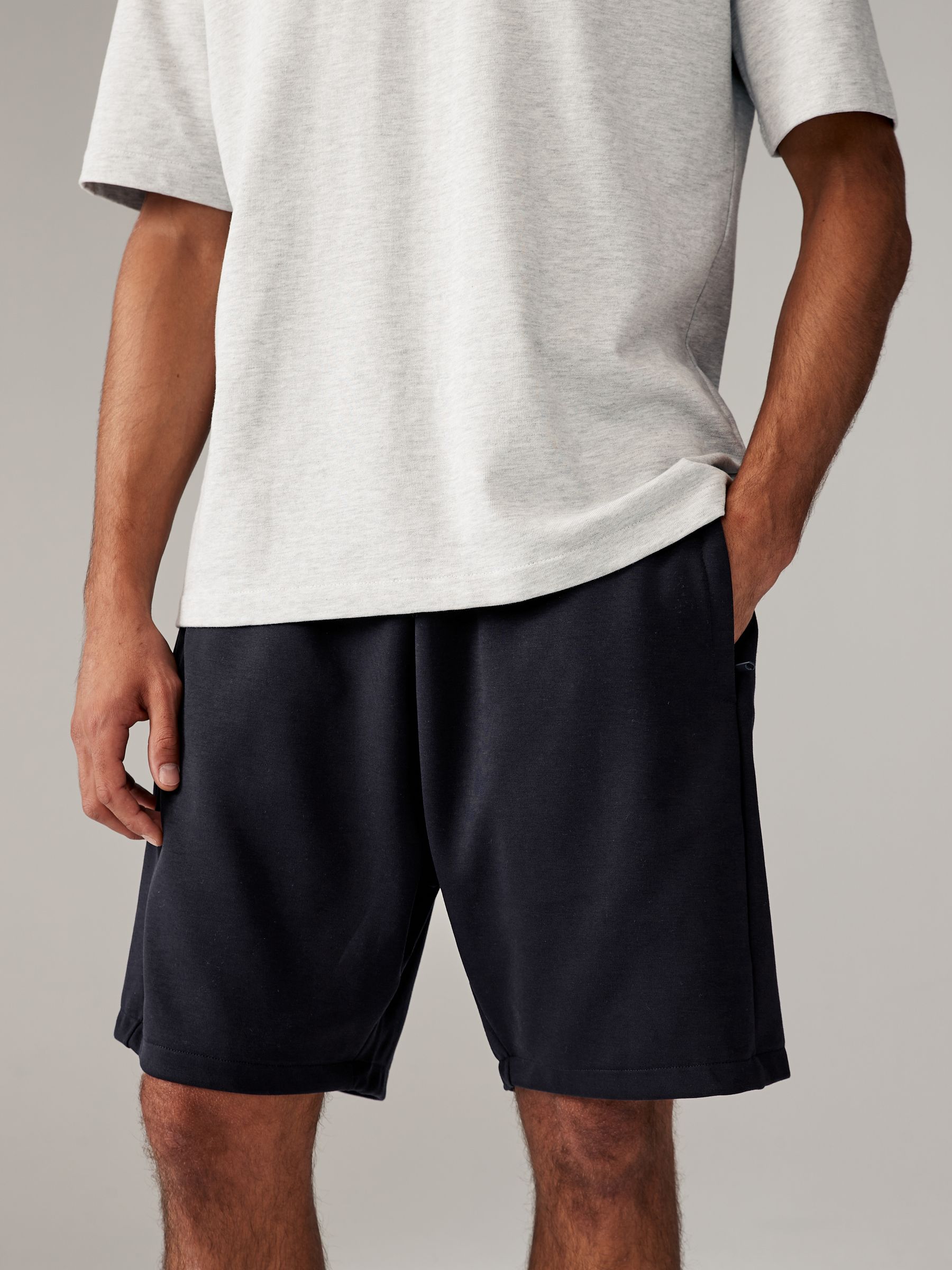 Leisteenkleurig/marineblauw - 2 jersey shorts met ritszakje