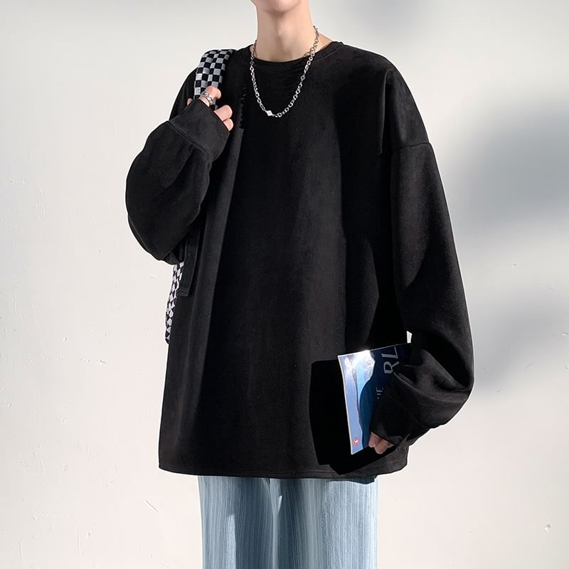 Dandyluxe - Effen oversized sweatshirt met ronde hals