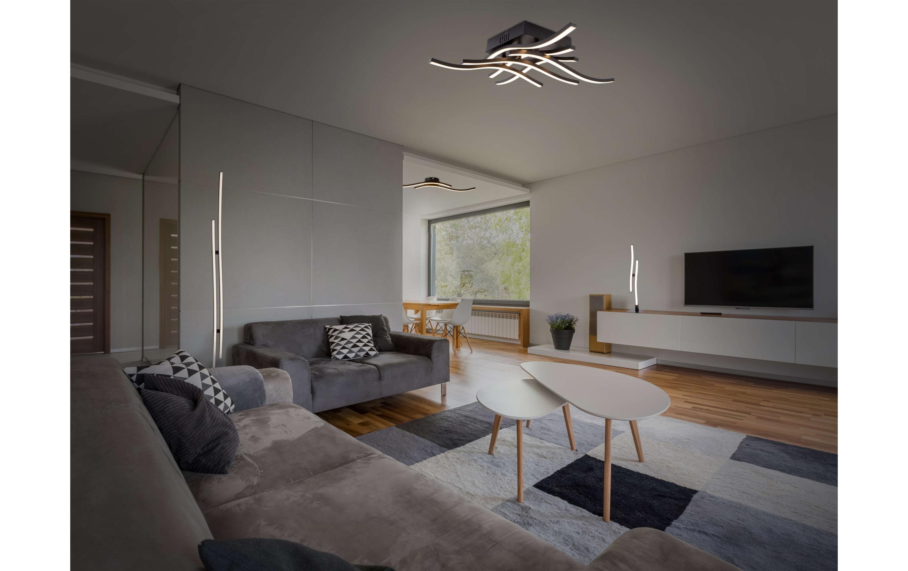 Stehleuchte «Onda» h: 130 cmLED Stehlampe aus Aluminium, Eisen und Kunststoff