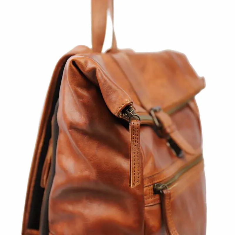 BEAR DESIGN Rucksack Cognac Leder  mit Laptopfach